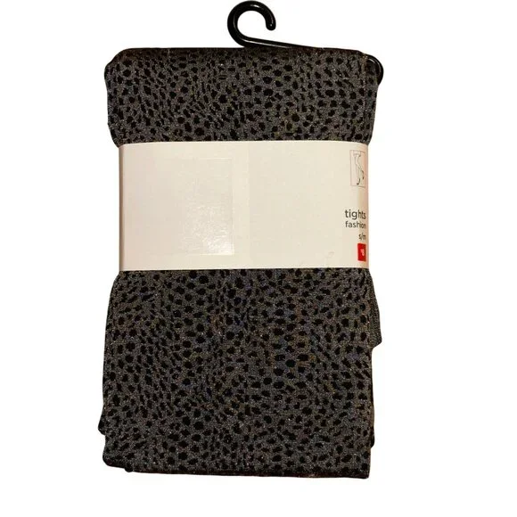 Footed Tights Black Snakeskin Small Medium Womens Gray Animal Print Cute - Picture 3 of 3